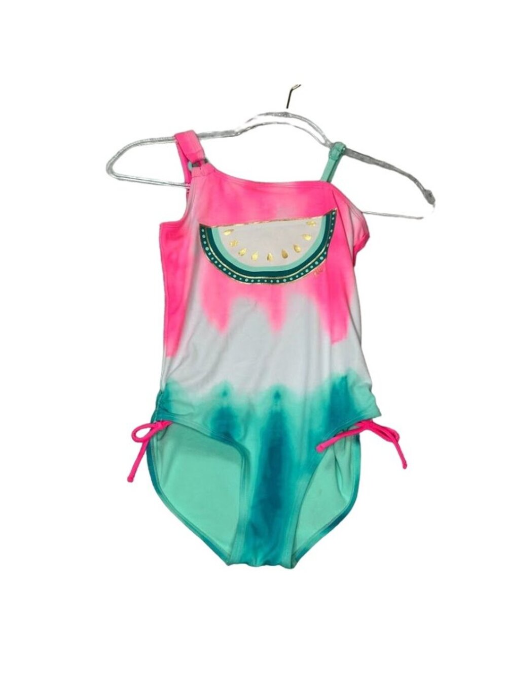 Justice One Piece Watermelon Swimsuit Girls Size 12 Pink Green Swimwear Bathing